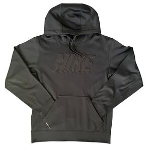Nike Therma Fit Mens Black Hoodie Athletic Pullover Size Small S Y2K Big Logo
